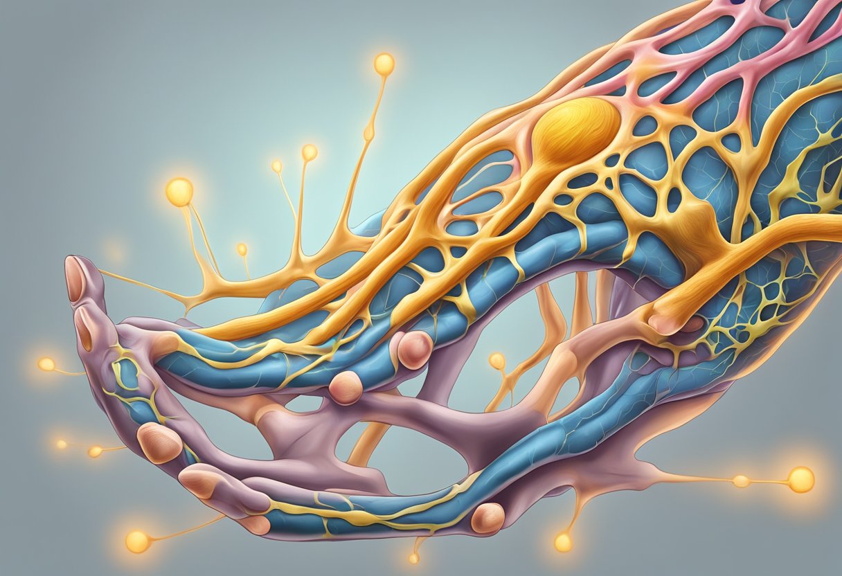 A nerve being pinched, causing pain and discomfort